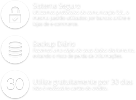 Sistema Seguro, Backup Diário e 30 dias grátis