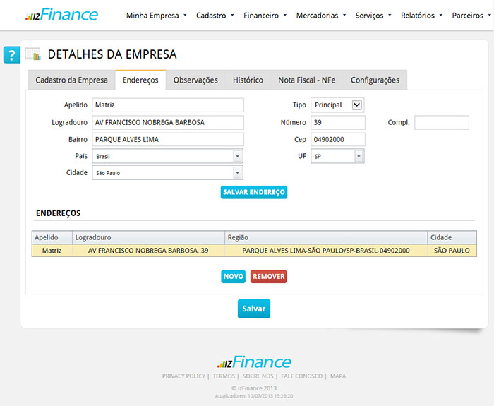 Tela de Cadastro da Empresa - Imagem 2
