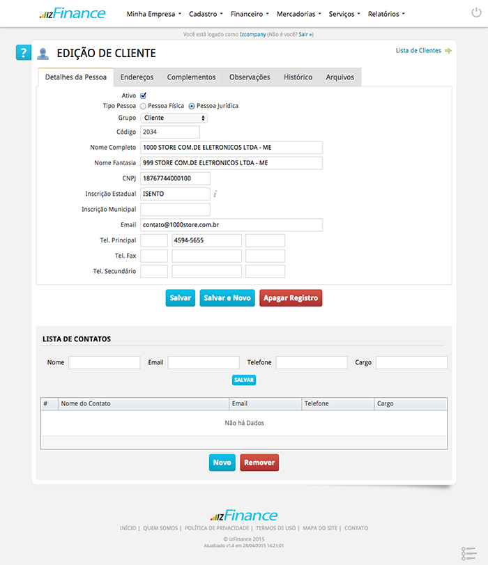 Tela de Cadastro de Clientes - Imagem 2