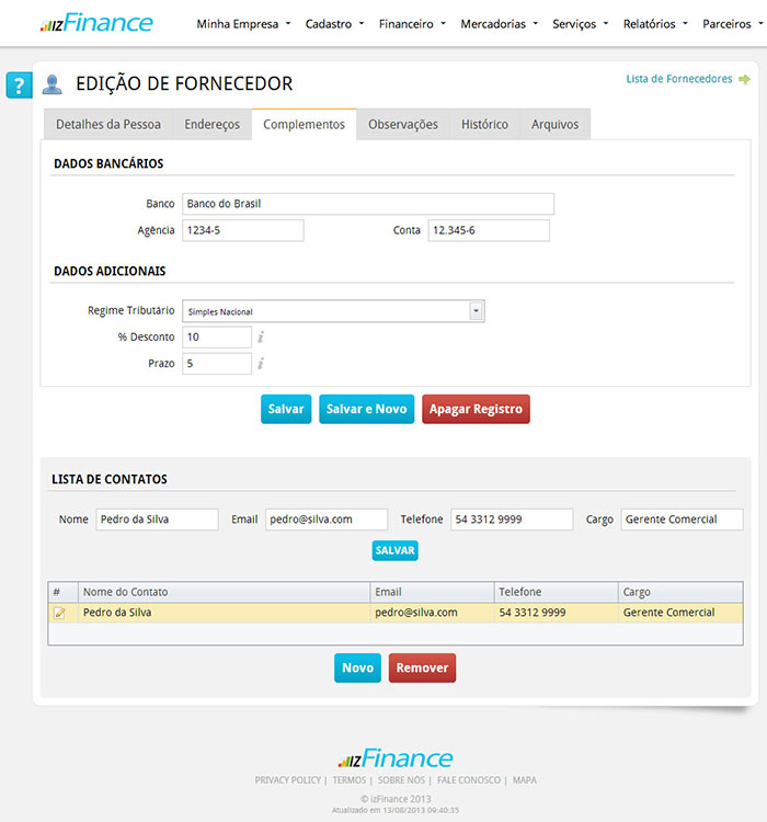 Tela de Cadastro de Fornecedores - Imagem 4