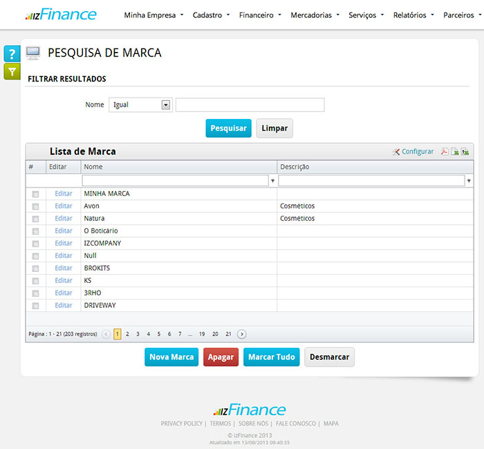 Tela de Cadastro de Marcas, Modelos e Categorias - Imagem 1
