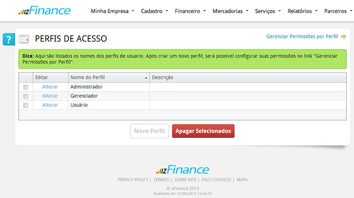 Tela de Personalização de Perfis - Imagem 1
