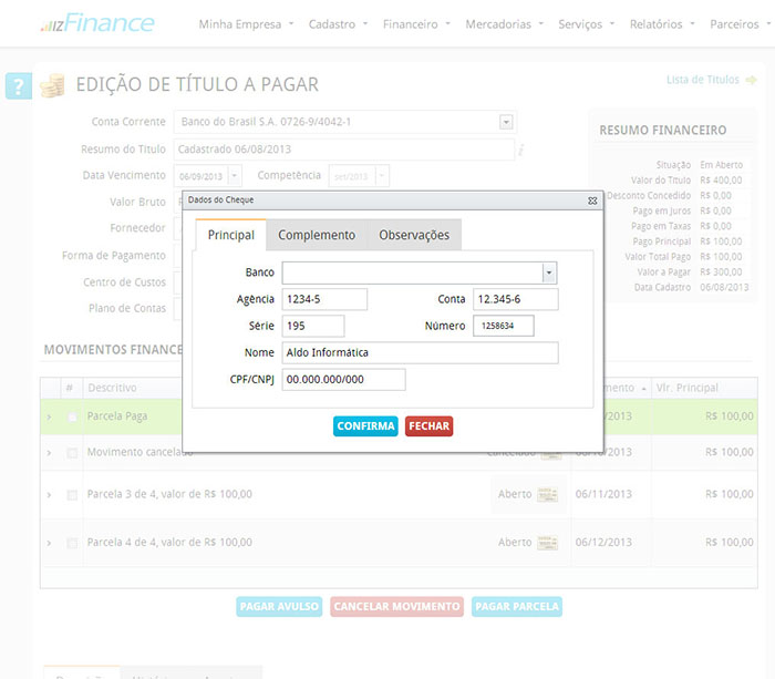 Tela de Título a Pagar - Imagem 7